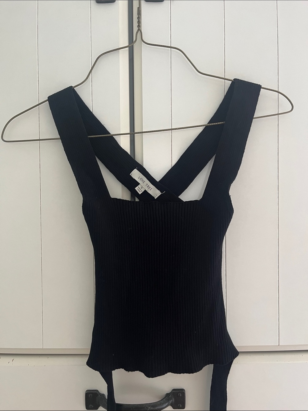 Love Tree Black Strappy Back Crop Top